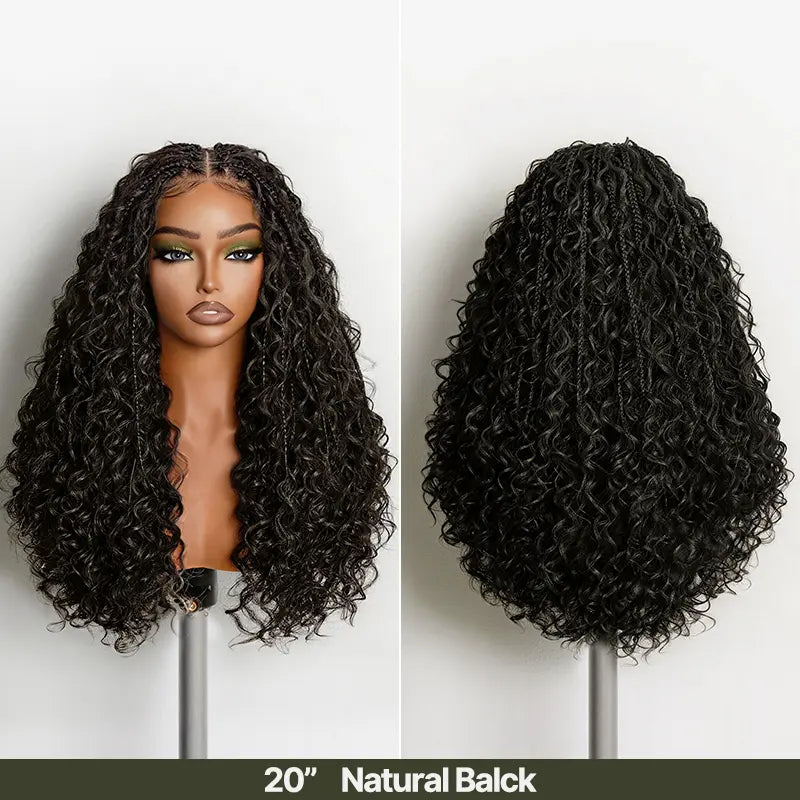 🔥13x6 HD Lace Wig Glueless Wear & Go 12” Boho Braids Water Wave Pre-Cut Lace Wig – Premium Fiber, Beginner Friendly