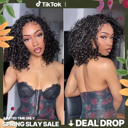 🔥13x6 HD Lace Wig Glueless Wear & Go 12” Boho Braids Water Wave Pre-Cut Lace Wig – Premium Fiber, Beginner Friendly