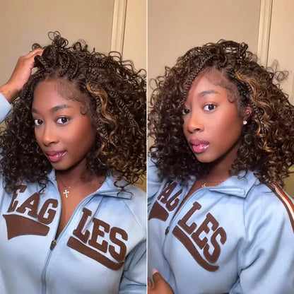 🔥13x6 HD Lace Wig Glueless Wear & Go 12” Boho Braids Water Wave Pre-Cut Lace Wig – Premium Fiber, Beginner Friendly