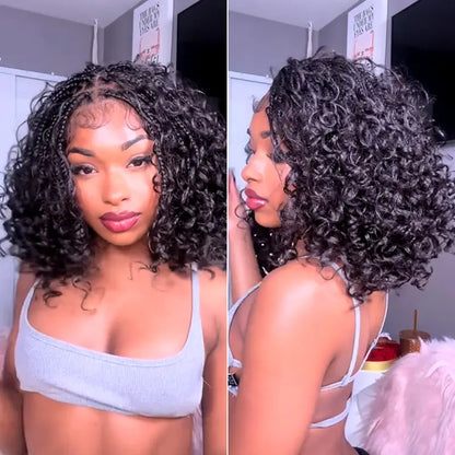 🔥13x6 HD Lace Wig Glueless Wear & Go 12” Boho Braids Water Wave Pre-Cut Lace Wig – Premium Fiber, Beginner Friendly