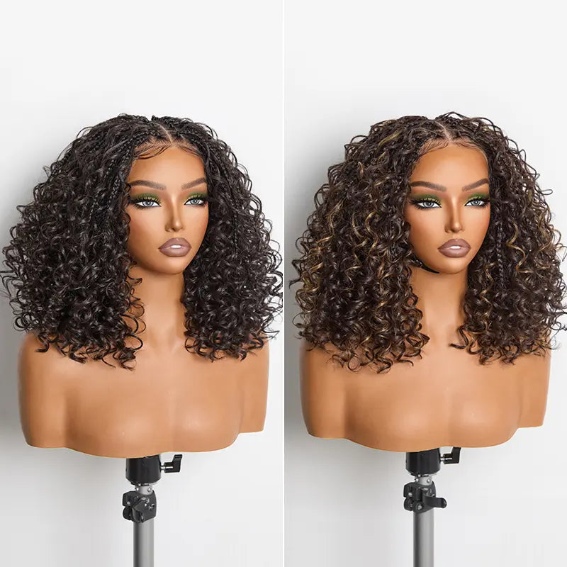 🔥13x6 HD Lace Wig Glueless Wear & Go 12” Boho Braids Water Wave Pre-Cut Lace Wig – Premium Fiber, Beginner Friendly