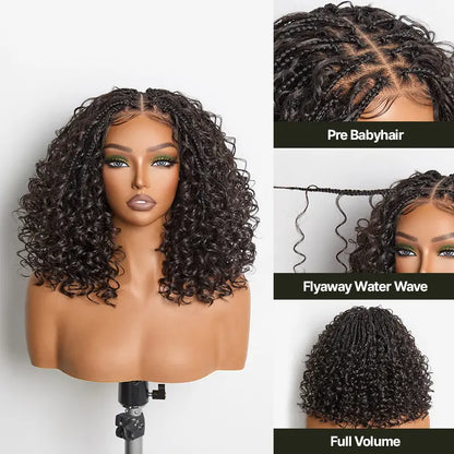 🔥13x6 HD Lace Wig Glueless Wear & Go 12” Boho Braids Water Wave Pre-Cut Lace Wig – Premium Fiber, Beginner Friendly
