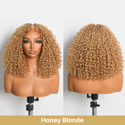 🔥13x6 HD Lace Wig Glueless Wear & Go 12” Boho Braids Water Wave Pre-Cut Lace Wig – Premium Fiber, Beginner Friendly