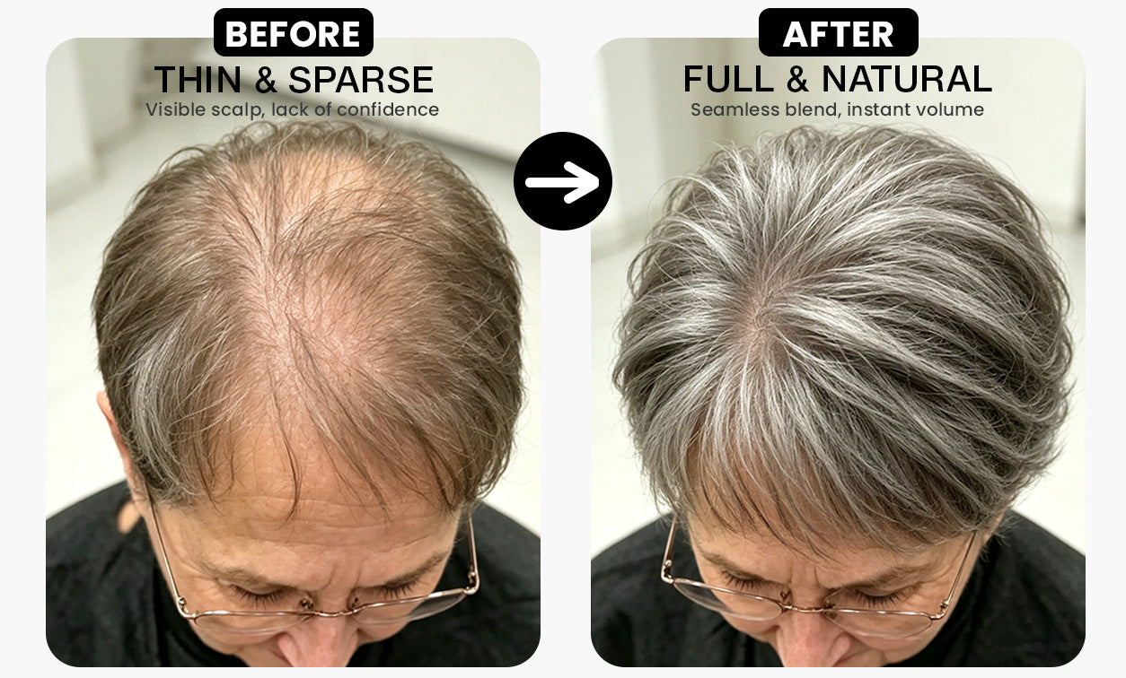 Hair topper before and after comparison