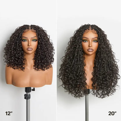 🔥13x6 HD Lace Wig Glueless Wear & Go 12” Boho Braids Water Wave Pre-Cut Lace Wig – Premium Fiber, Beginner Friendly